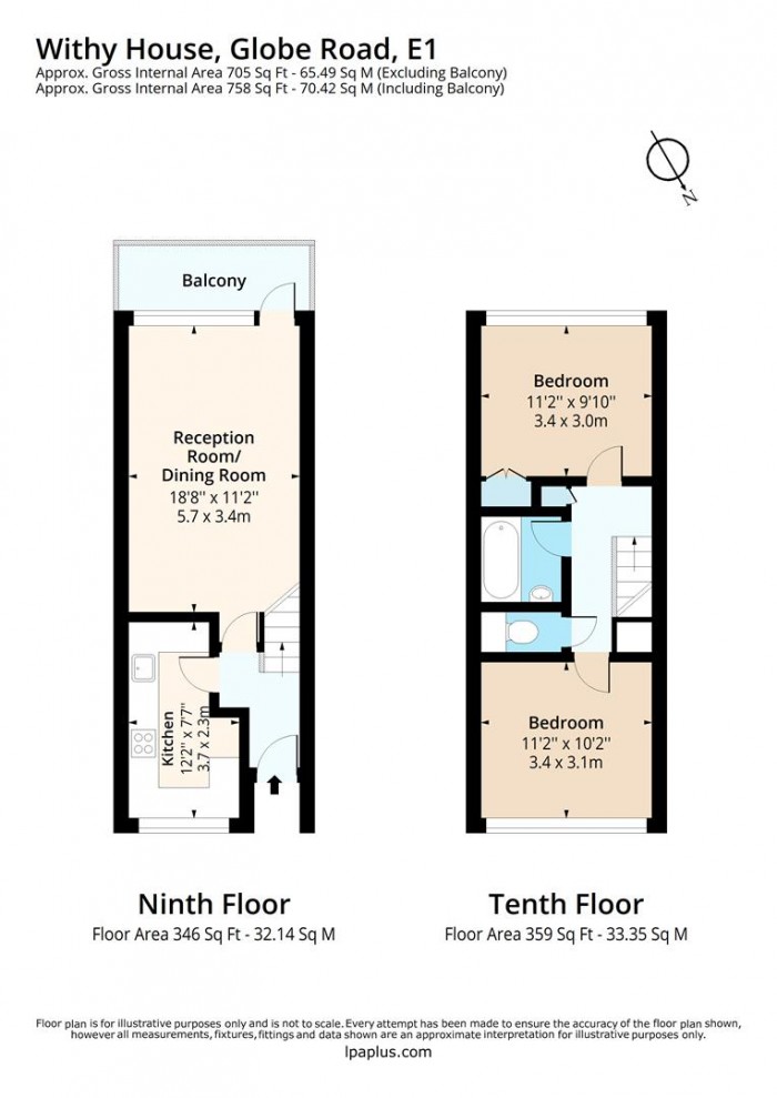Floorplan for Flat 79. Withy House, E1
