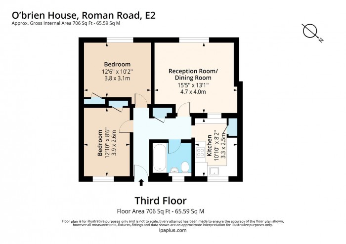 Floorplan for Flat 45, O'brien House, E2