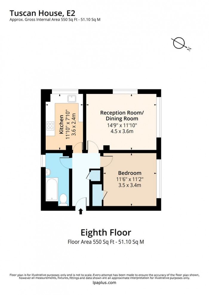 Floorplan for Flat 36 Tuscan House, E2
