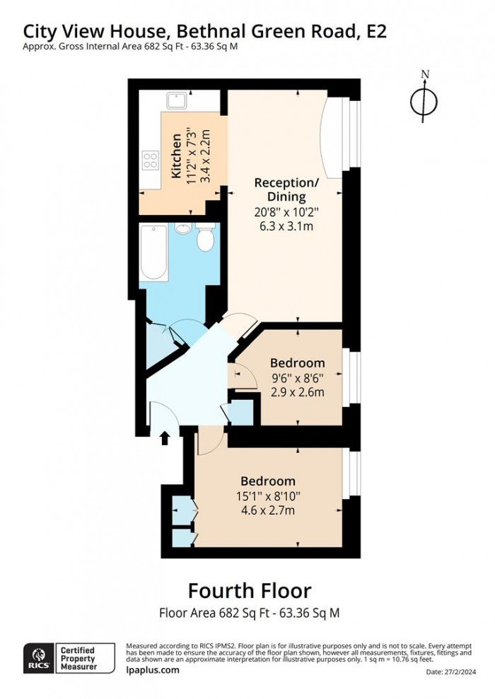 Floorplan for Flat 407 City View House, E2