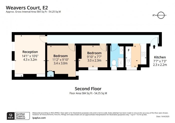 Floorplan for Flat 6, Weavers Court, E2