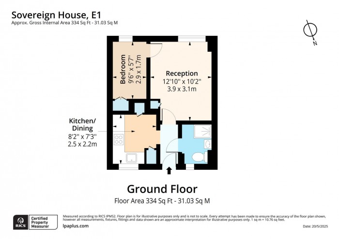 Floorplan for Flat 3, Sovereign House, E1