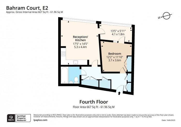 Floorplan for Flat 11, 15, Bahram Court, E2