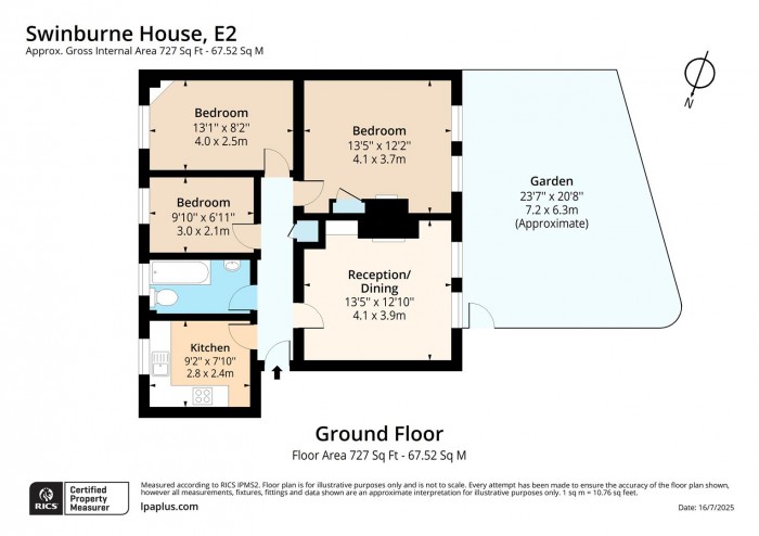 Floorplan for Flat 16, Swinburne House, E2
