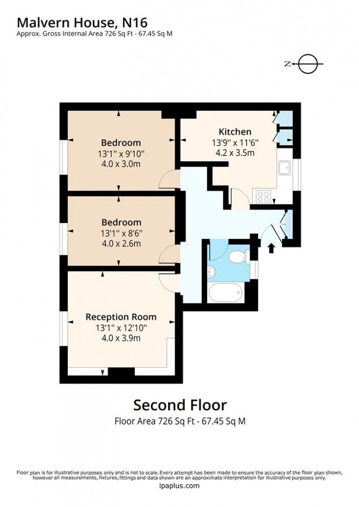 Floorplan for 92 Malvern House, N16