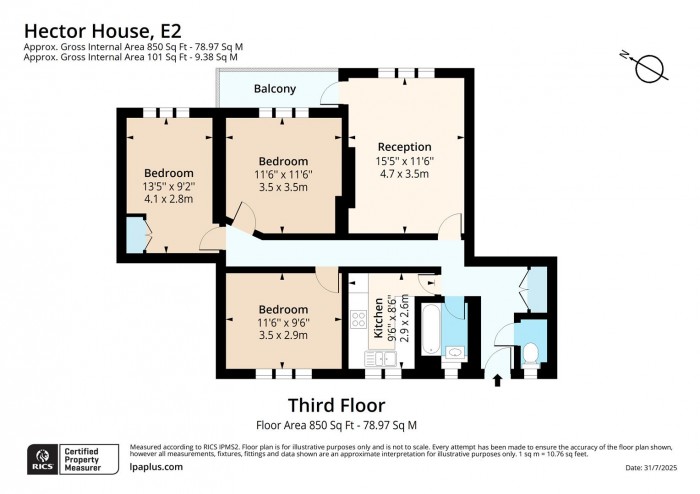 Floorplan for Flat 25, Hector House, E2
