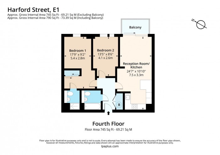 Floorplan for Flat 54, Graciosa Court, E1