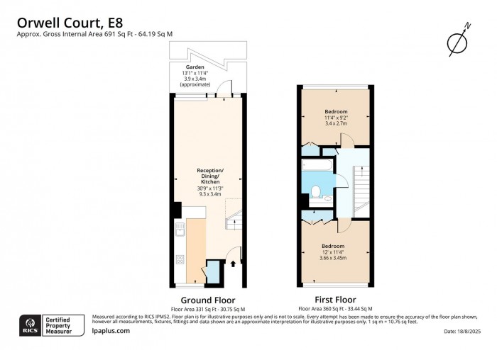Floorplan for Flat 34, Orwell Court, E8