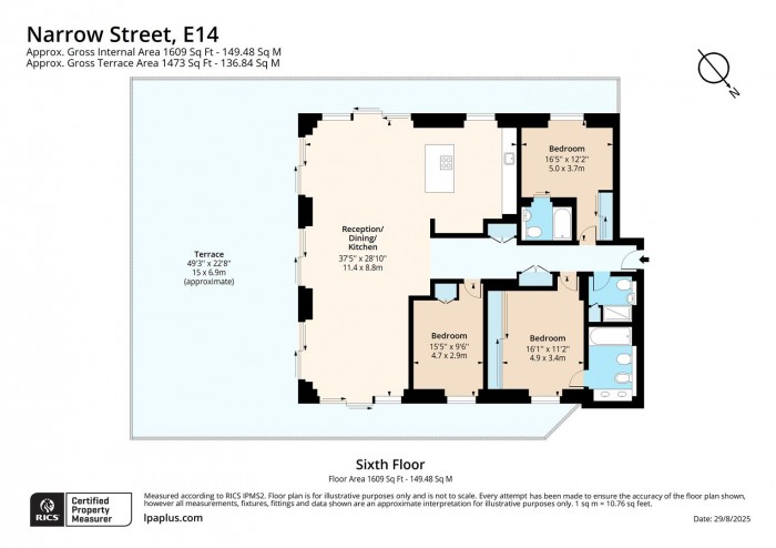 Floorplan for Flat 67, 45, Ionian Building, E14