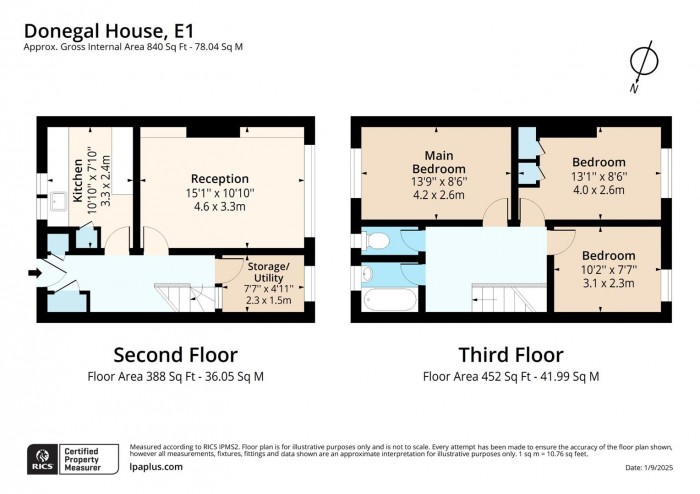 Floorplan for Flat 44, Donegal House, E1