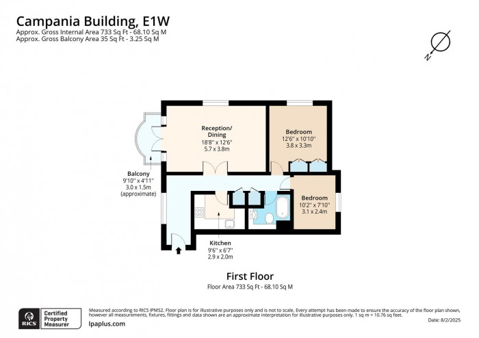 Floorplan for Flat 5, 1, Campania Building, E1W