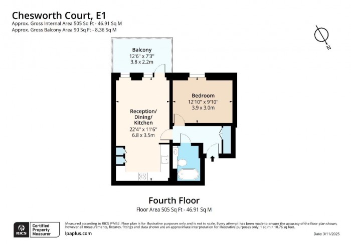 Floorplan for Flat 15, Chesworth Court, E1