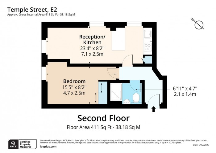 Floorplan for Flat 3B, 73, E2