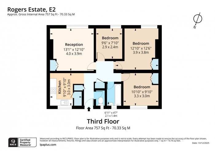 Floorplan for Flat 33, Rogers Estate, E2