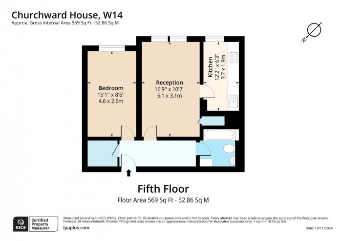 Floorplan for Flat 42, Churchward House, W14