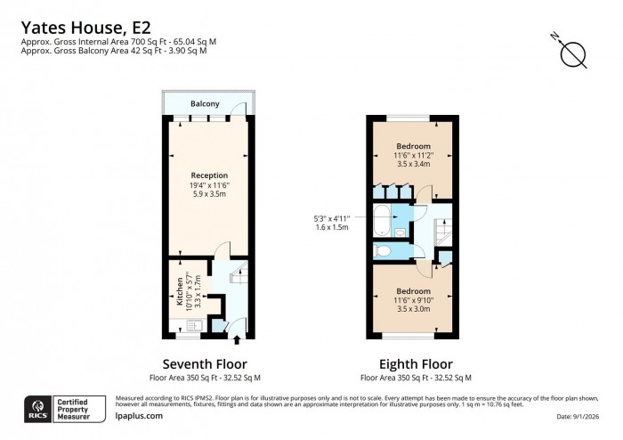 Floorplan for Flat 46, Yates House, E2