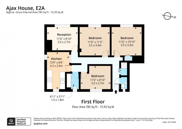 Floorplan for Flat 14, Ajax House, E2