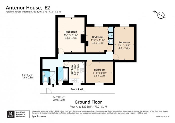 Floorplan for Flat 3, Antenor House, E2