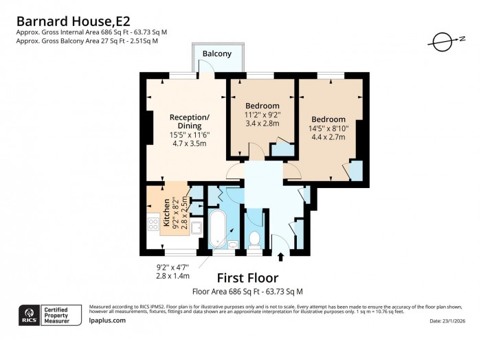 Floorplan for 7 Barnard House, E2