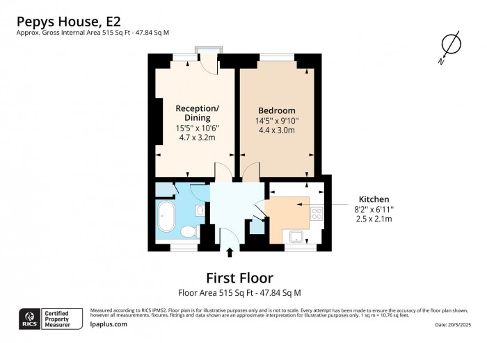Floorplan for Flat 7, Pepys House, E2