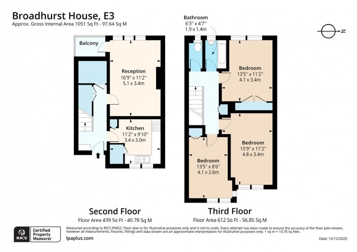 Floorplan for Flat 42, Broadhurst House, E3