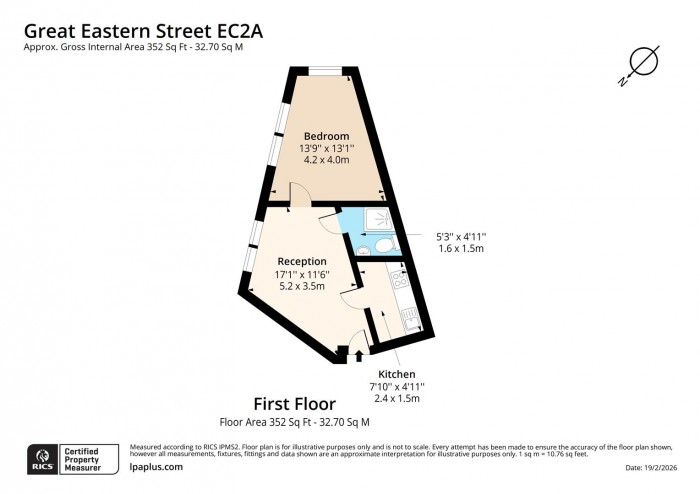 Floorplan for First Floor Flat, 1, EC2A