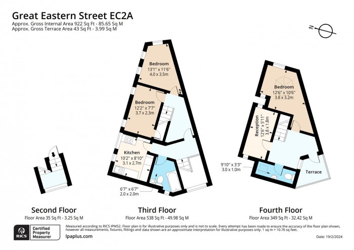 Floorplan for Third Floor Flat, 1, EC2A