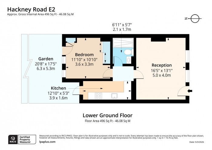 Floorplan for Flat 1A, 347, E2