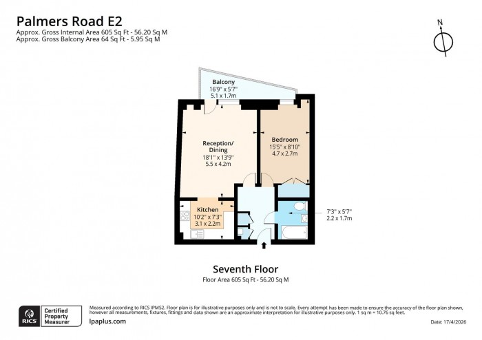 Floorplan for Flat 54, 46, E2