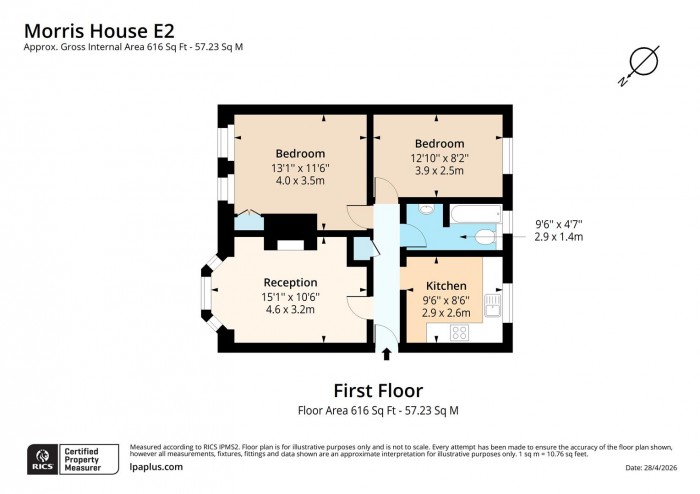 Floorplan for Flat 11, Morris House, E2