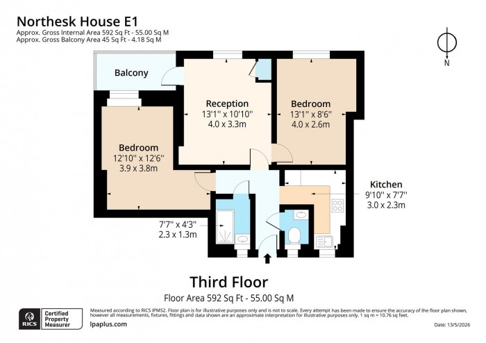 Floorplan for Flat 46, Northesk House, E1