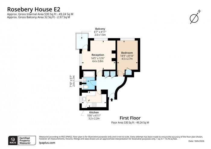 Floorplan for Flat 20, Rosebery House, E2