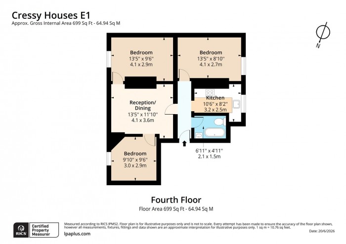 Floorplan for 103 Cressy Houses, E1