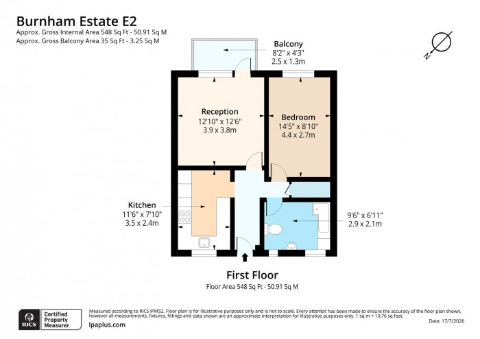 Floorplan for Flat 37, Burnham Estate, E2