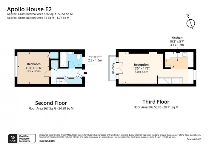 Floorplan for Flat 14, Apollo House, E2
